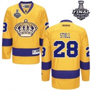 Men's Reebok Los Angeles Kings 28 Jarret Stoll Gold Third 2014 Stanley Cup Jersey - Authentic