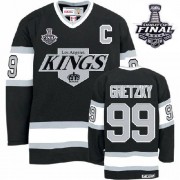 Men's CCM Los Angeles Kings 99 Wayne Gretzky Black Throwback 2014 Stanley Cup Jersey - Authentic