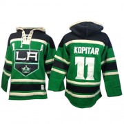 Men's Old Time Hockey Los Angeles Kings 11 Anze Kopitar Green St. Patrick's Day McNary Lace Hoodie Jersey - Authentic