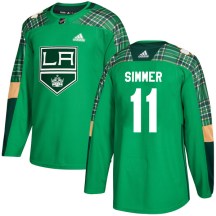 Youth Adidas Los Angeles Kings Charlie Simmer Green St. Patrick's Day Practice Jersey - Authentic