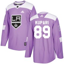 Men's Adidas Los Angeles Kings Rasmus Kupari Purple Fights Cancer Practice Jersey - Authentic