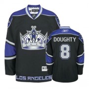 Men's Reebok Los Angeles Kings 8 Drew Doughty Black Third Jersey - Authentic