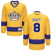 Men's Reebok Los Angeles Kings 8 Drew Doughty Gold Third Jersey - Authentic