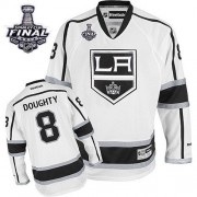 Men's Reebok Los Angeles Kings 8 Drew Doughty White Away 2014 Stanley Cup Jersey - Premier