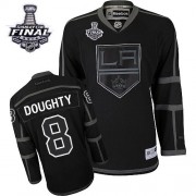 Men's Reebok Los Angeles Kings 8 Drew Doughty Black Ice 2014 Stanley Cup Jersey - Authentic