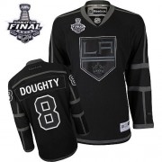 Men's Reebok Los Angeles Kings 8 Drew Doughty Black Ice 2014 Stanley Cup Jersey - Premier