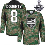 Youth Reebok Los Angeles Kings 8 Drew Doughty Camo Veterans Day Practice 2014 Stanley Cup Jersey - Authentic