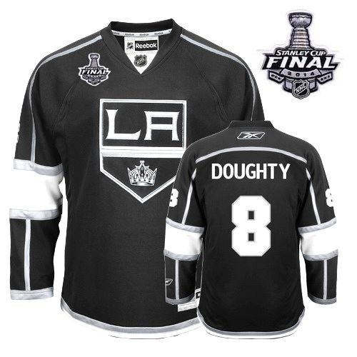 Youth Reebok Los Angeles Kings 8 Drew Doughty Black Home 2014 Stanley Cup Jersey - Premier