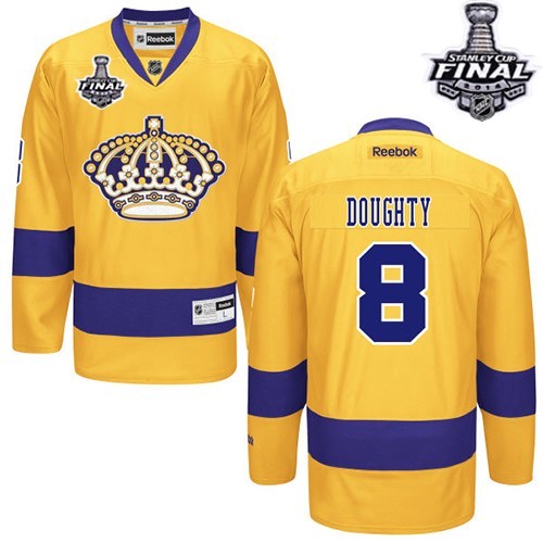 Youth Reebok Los Angeles Kings 8 Drew Doughty Gold Third 2014 Stanley Cup Jersey - Premier Youth Reebok Los Angeles Kings 8 Drew Doughty Gold Third 2014 Stanley Cup Jersey - Premier