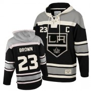 Men's Old Time Hockey Los Angeles Kings 23 Dustin Brown Black Sawyer Hooded Sweatshirt Jersey - Authentic