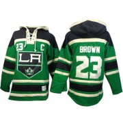 Men's Old Time Hockey Los Angeles Kings 23 Dustin Brown Green St. Patrick's Day McNary Lace Hoodie Jersey - Authentic