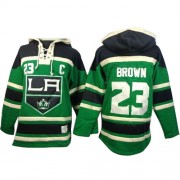 Men's Old Time Hockey Los Angeles Kings 23 Dustin Brown Green St. Patrick's Day McNary Lace Hoodie Jersey - Premier