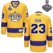Men's Reebok Los Angeles Kings 23 Dustin Brown Gold Third 2014 Stanley Cup Jersey - Authentic