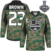 Youth Reebok Los Angeles Kings 23 Dustin Brown Camo Veterans Day Practice 2014 Stanley Cup Jersey - Authentic