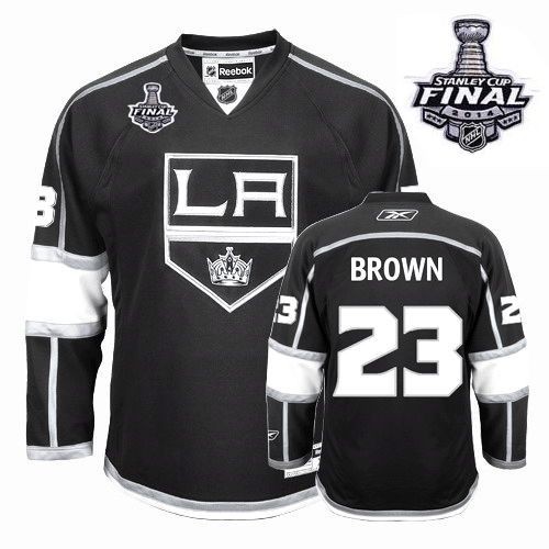 Youth Reebok Los Angeles Kings 23 Dustin Brown Black Home 2014 Stanley Cup Jersey - Premier