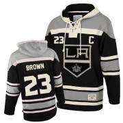 Youth Old Time Hockey Los Angeles Kings 23 Dustin Brown Black Sawyer Hooded Sweatshirt Jersey - Authentic