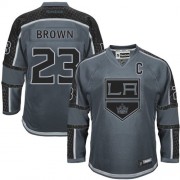 Men's Reebok Los Angeles Kings 23 Dustin Brown Charcoal Cross Check Fashion Jersey - Authentic