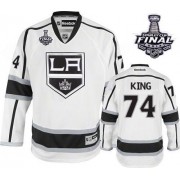 Men's Reebok Los Angeles Kings 74 Dwight King White Away 2014 Stanley Cup Jersey - Authentic