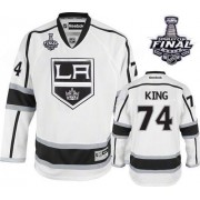 Men's Reebok Los Angeles Kings 74 Dwight King White Away 2014 Stanley Cup Jersey - Premier