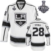 Men's Reebok Los Angeles Kings 28 Jarret Stoll White Away 2014 Stanley Cup Jersey - Authentic
