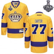 Men's Reebok Los Angeles Kings 77 Jeff Carter Gold Third 2014 Stanley Cup Jersey - Premier