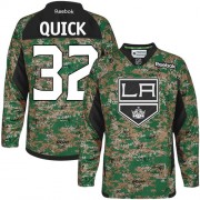 Men's Reebok Los Angeles Kings 32 Jonathan Quick Camo Veterans Day Practice Jersey - Premier