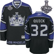 Men's Reebok Los Angeles Kings 32 Jonathan Quick Black Third 2014 Stanley Cup Jersey - Authentic