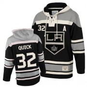 Youth Old Time Hockey Los Angeles Kings 32 Jonathan Quick Black Sawyer Hooded Sweatshirt Jersey - Authentic