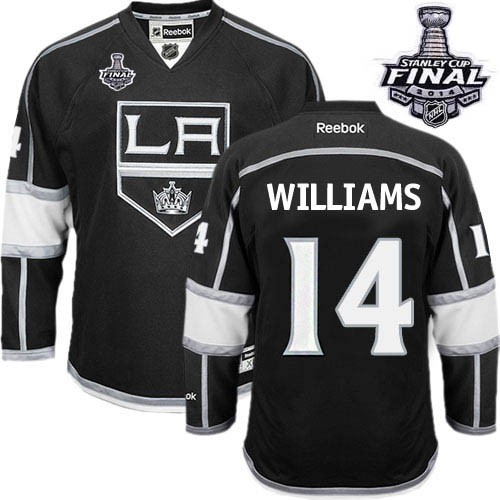 Men's Reebok Los Angeles Kings 14 Justin Williams Black Home 2014 Stanley Cup Jersey - Authentic
