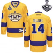 Men's Reebok Los Angeles Kings 14 Justin Williams Gold Third 2014 Stanley Cup Jersey - Authentic