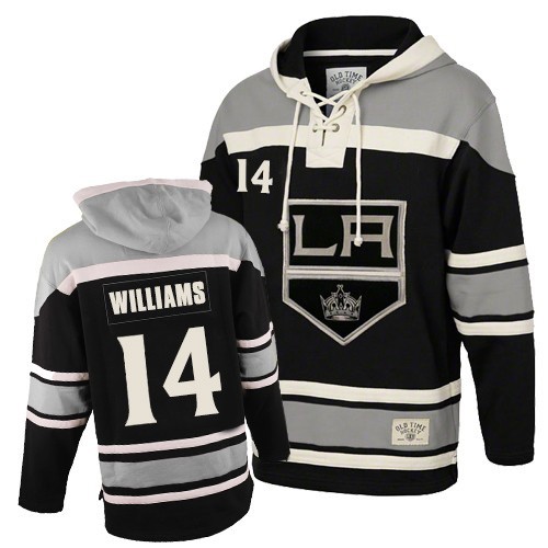 Men's Old Time Hockey Los Angeles Kings 14 Justin Williams Black Sawyer Hooded Sweatshirt Jersey - Authentic
