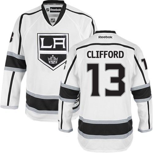 Men's Reebok Los Angeles Kings 13 Kyle Clifford White Away Jersey - Authentic Men's Reebok Los Angeles Kings 13 Kyle Clifford White Away Jersey - Authentic