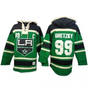 Men's Old Time Hockey Los Angeles Kings 99 Wayne Gretzky Green St. Patrick's Day McNary Lace Hoodie Jersey - Authentic