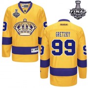 Men's Reebok Los Angeles Kings 99 Wayne Gretzky Gold Third 2014 Stanley Cup Jersey - Authentic