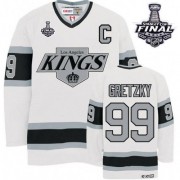 Men's CCM Los Angeles Kings 99 Wayne Gretzky White Throwback 2014 Stanley Cup Jersey - Authentic
