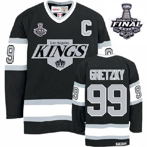 Men's CCM Los Angeles Kings 99 Wayne Gretzky Black Throwback 2014 Stanley Cup Jersey - Premier