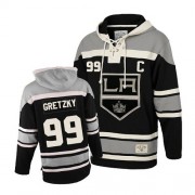 Youth Old Time Hockey Los Angeles Kings 99 Wayne Gretzky Black Sawyer Hooded Sweatshirt Jersey - Authentic