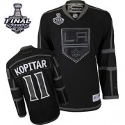 Men's Reebok Los Angeles Kings 11 Anze Kopitar Black Ice 2014 Stanley Cup Jersey - Authentic