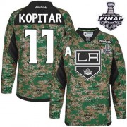 Youth Reebok Los Angeles Kings 11 Anze Kopitar Camo Veterans Day Practice 2014 Stanley Cup Jersey - Authentic