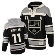 Youth Old Time Hockey Los Angeles Kings 11 Anze Kopitar Black Sawyer Hooded Sweatshirt Jersey - Authentic