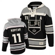 Youth Old Time Hockey Los Angeles Kings 11 Anze Kopitar Black Sawyer Hooded Sweatshirt Jersey - Premier