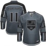 Men's Reebok Los Angeles Kings 11 Anze Kopitar Charcoal Cross Check Fashion Jersey - Authentic