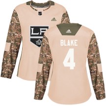 Women's Adidas Los Angeles Kings Rob Blake Camo Veterans Day Practice Jersey - Authentic