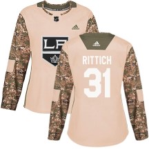 Women's Adidas Los Angeles Kings David Rittich Camo Veterans Day Practice Jersey - Authentic