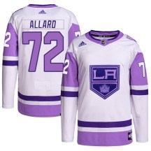 Men's Adidas Los Angeles Kings Frederic Allard White/Purple Hockey Fights Cancer Primegreen Jersey - Authentic