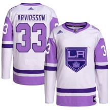 Men's Adidas Los Angeles Kings Viktor Arvidsson White/Purple Hockey Fights Cancer Primegreen Jersey - Authentic