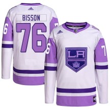 Men's Adidas Los Angeles Kings Tobie Bisson White/Purple Hockey Fights Cancer Primegreen Jersey - Authentic