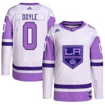 Men's Adidas Los Angeles Kings Braden Doyle White/Purple Hockey Fights Cancer Primegreen Jersey - Authentic