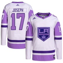 Men's Adidas Los Angeles Kings Mathieu Joseph White/Purple Hockey Fights Cancer Primegreen Jersey - Authentic Men's Adidas Los Angeles Kings Mathieu Joseph White/Purple Hockey Fights Cancer Primegreen Jersey - Authentic