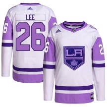 Men's Adidas Los Angeles Kings Andre Lee White/Purple Hockey Fights Cancer Primegreen Jersey - Authentic